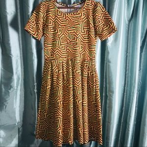 LuLaRoe Amelia Dress Sz Large Trippy Color Print